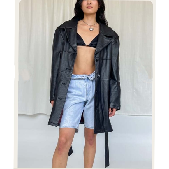 Women's Black Leather Jacket - Picture 3 of 12